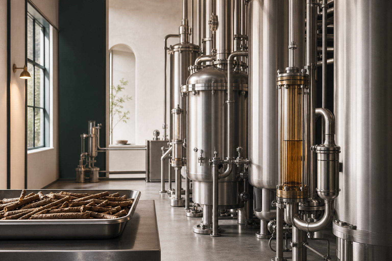 Illustrative view of a botanical extraction line